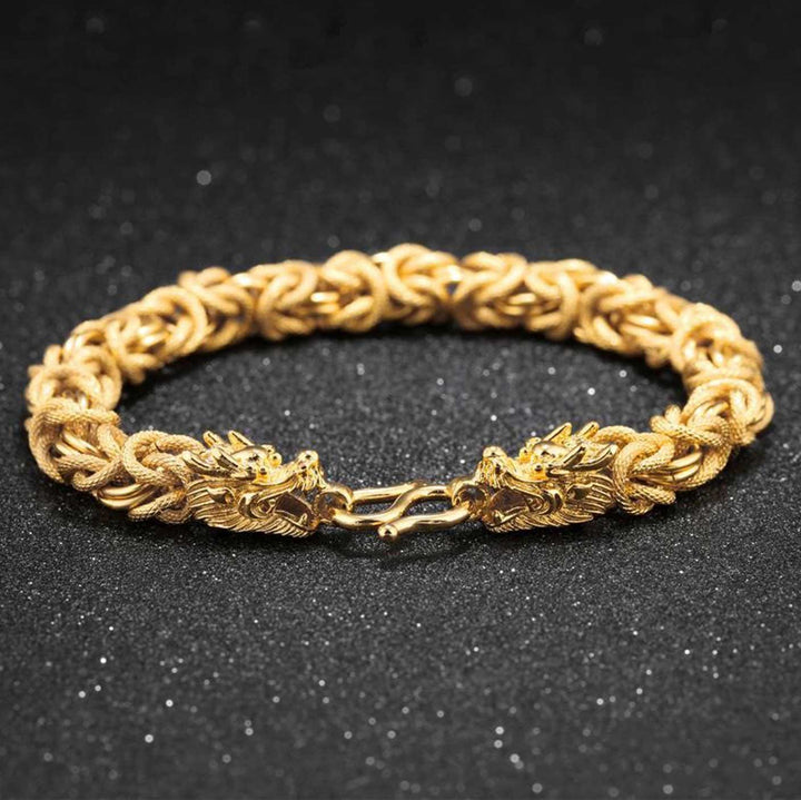 Double-Headed Golden Dragon Bracelet - Success & Fortune - Buddha & Karma