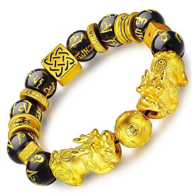 Gold-Plated Double Pixiu Bracelet - Extreme Wealth & Protection - Buddha & Karma