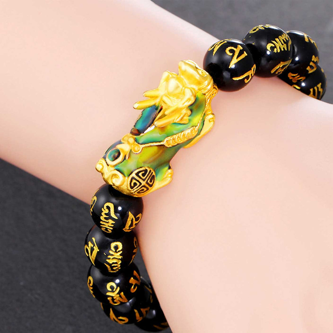 Color-Changing Pixiu Obsidian Wealth Bracelet - Buddha & Karma