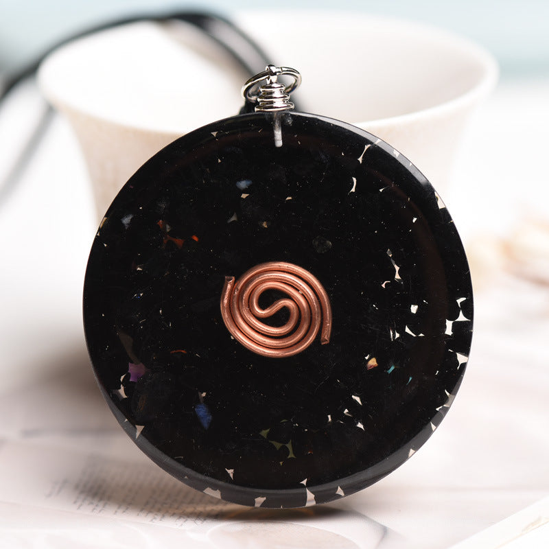 Black Tourmaline Metatron’s Cube Orgonite Protection Necklace - Buddha & Karma