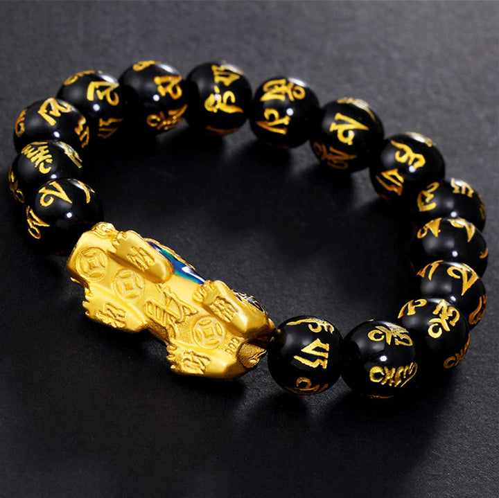 Color-Changing Pixiu Obsidian Wealth Bracelet - Buddha & Karma