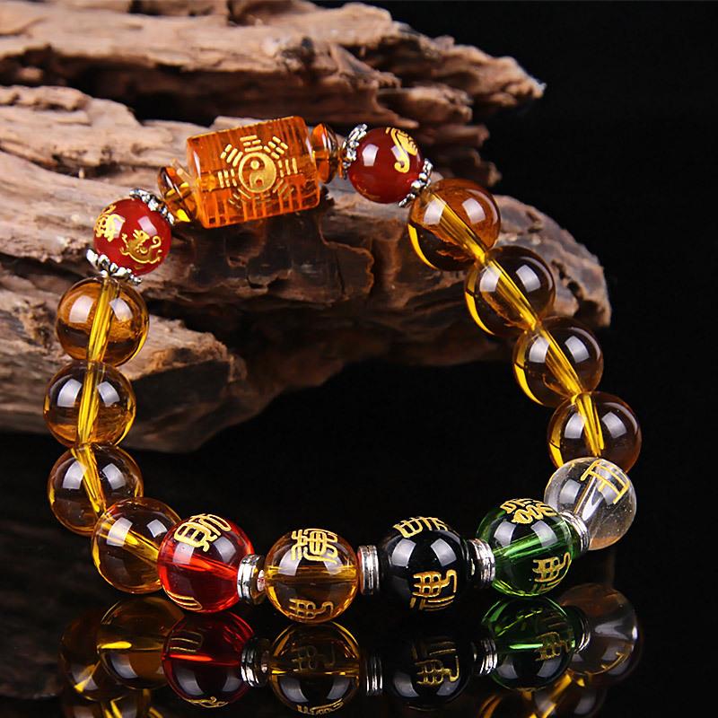 Citrine the God of Wealth Bracelet & The 5 Element Crystals - Buddha & Karma