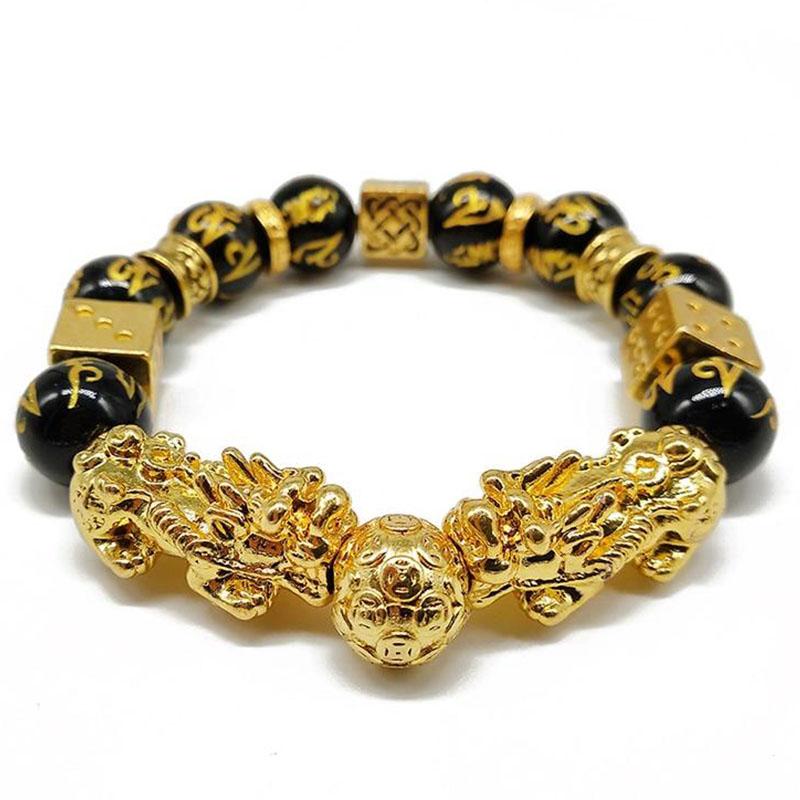 Gold-Plated Double Pixiu Bracelet - Extreme Wealth & Protection - Buddha & Karma