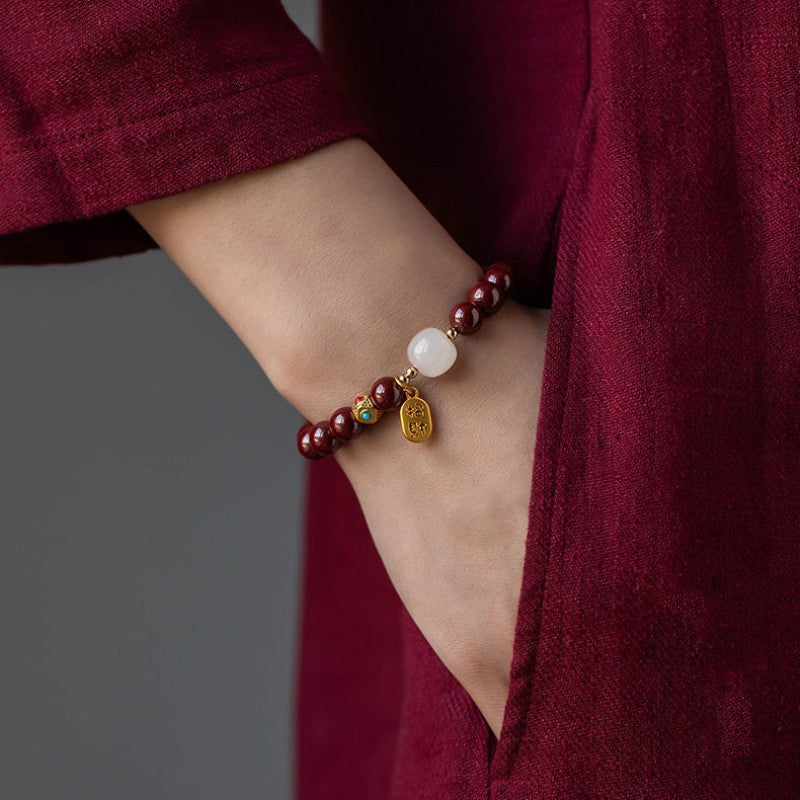 Red Cinnabar Good Fortune Bracelet - Buddha & Karma