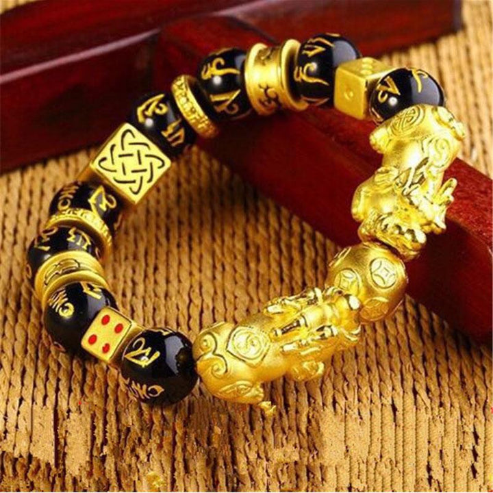 Gold-Plated Double Pixiu Bracelet - Extreme Wealth & Protection - Buddha & Karma