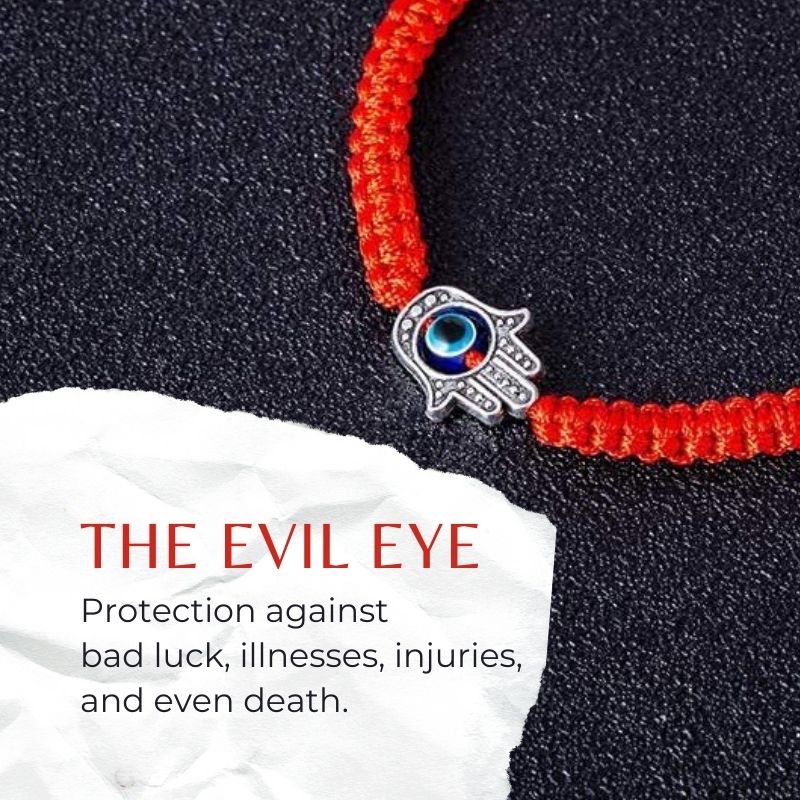 Hamsa Hand Red String Bracelet - Evil Eye Protection - Buddha & Karma