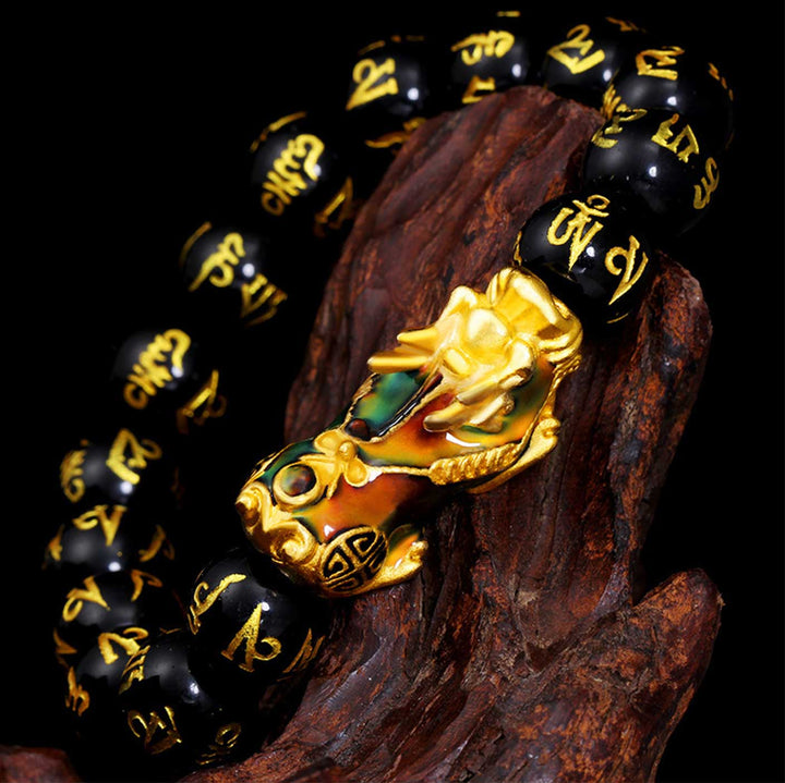 Color-Changing Pixiu Obsidian Wealth Bracelet - Buddha & Karma