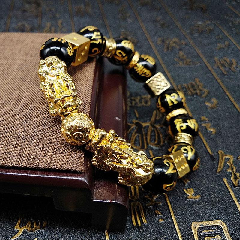 Gold-Plated Double Pixiu Bracelet - Extreme Wealth & Protection - Buddha & Karma