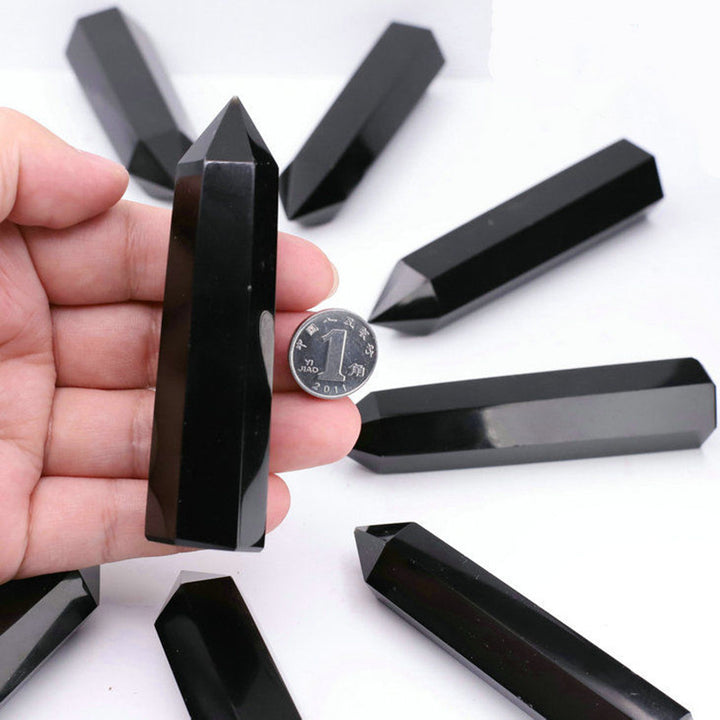 Black Obsidian Healing Crystal Wand - Buddha & Karma