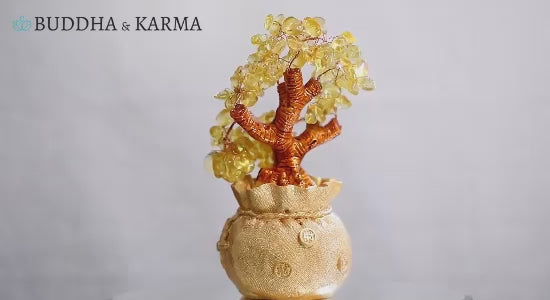 Citrine Money Tree for Prosperity -  Feng Shui Gemstone Ornament - Buddha & Karma