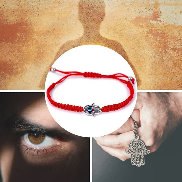 Hamsa Hand Red String Bracelet - Evil Eye Protection - Buddha & Karma