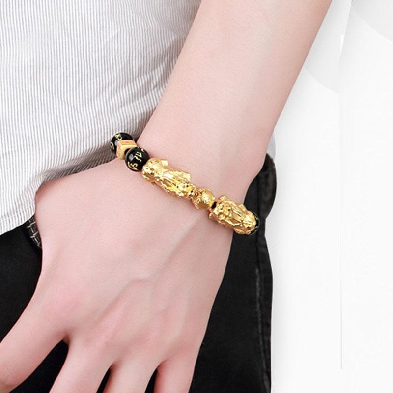 Gold-Plated Double Pixiu Bracelet - Extreme Wealth & Protection - Buddha & Karma