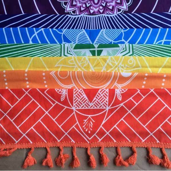 7 Chakra Yoga Mat - Meditation Rug - Tapestry - Buddha & Karma