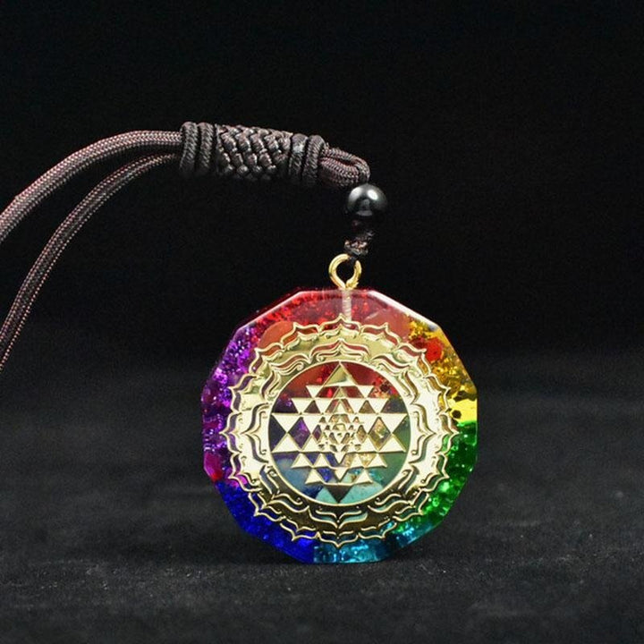 Chakra Orgonite Necklace - Balances Orgone Energy & EMF Protection - Buddha & Karma