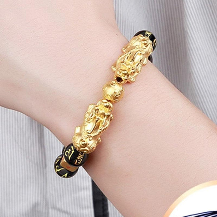 Gold-Plated Double Pixiu Bracelet - Extreme Wealth & Protection - Buddha & Karma