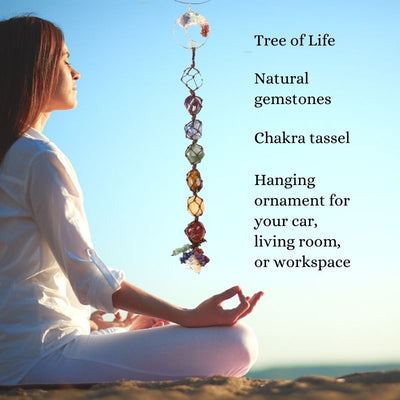 7 Chakra Hanging Tassel Necklace - Balance & Healing - Buddha & Karma