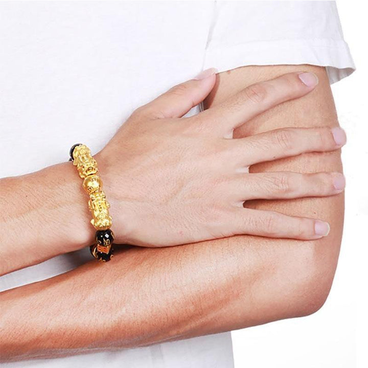 Gold-Plated Double Pixiu Bracelet - Extreme Wealth & Protection - Buddha & Karma