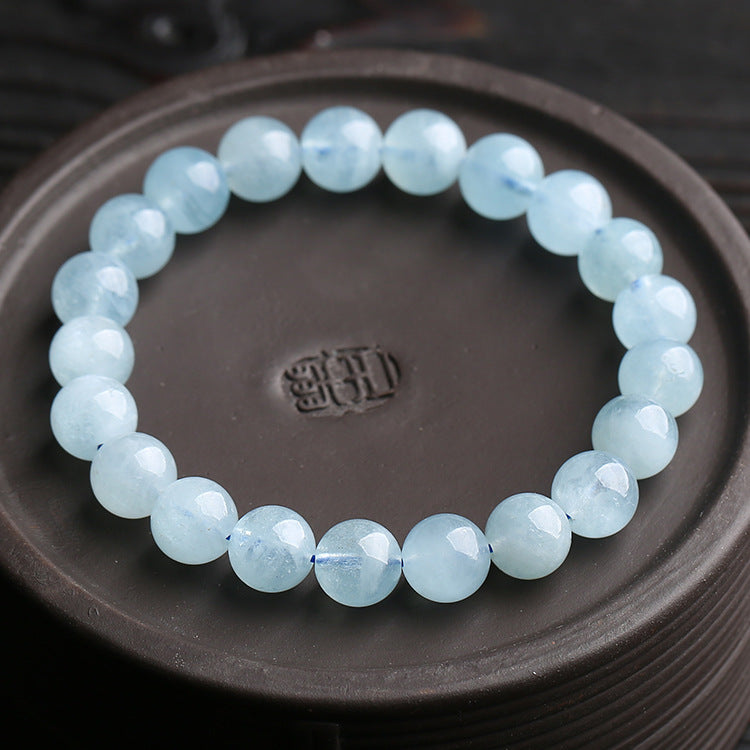 Blue Aquamarine Calming Bracelet - Grounding & Soothing - Buddha & Karma