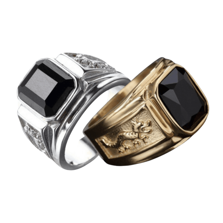 Black Crystal Lucky Dragon Ring - Buddha & Karma