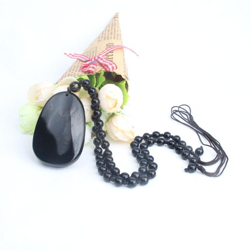 Black Obsidian Buddha Necklace Pendant - Protection & Courage - Buddha & Karma