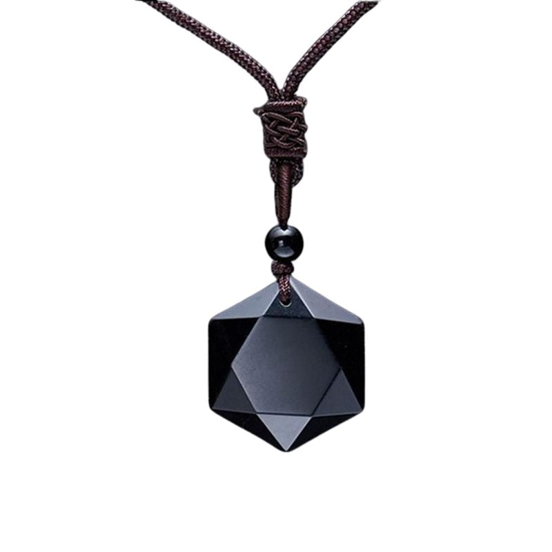 Black Obsidian Talisman - Necklace for Protection - Buddha & Karma