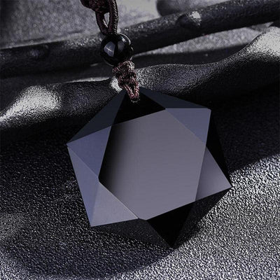 Black Obsidian Talisman - Necklace for Protection - Buddha & Karma