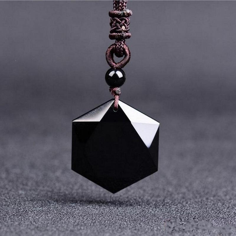 Black Obsidian Talisman - Necklace for Protection - Buddha & Karma
