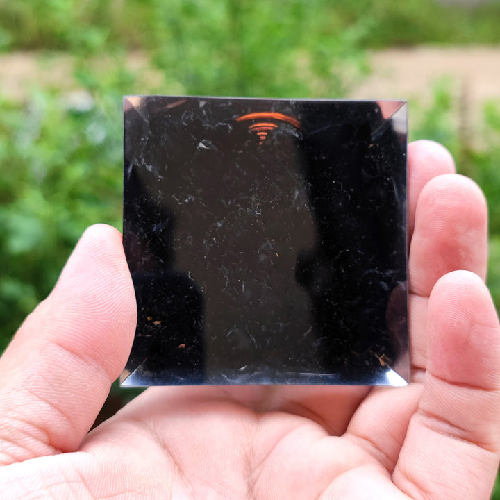 Black Tourmaline Orgone Protection Pyramid - Buddha & Karma