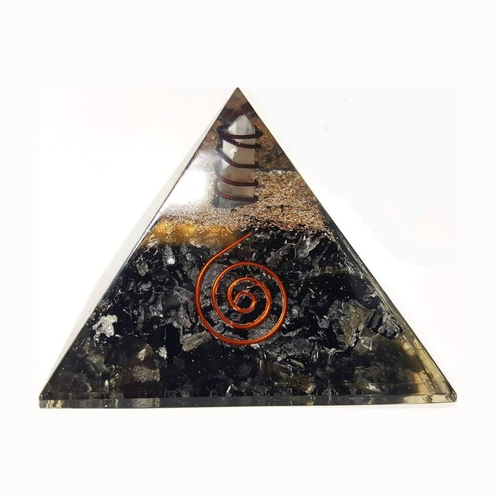 Black Tourmaline Orgone Protection Pyramid - Buddha & Karma