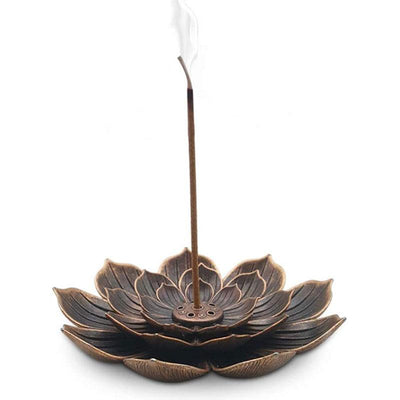 Bronze Lotus Incense Burner - For Inner Peace - Buddha & Karma