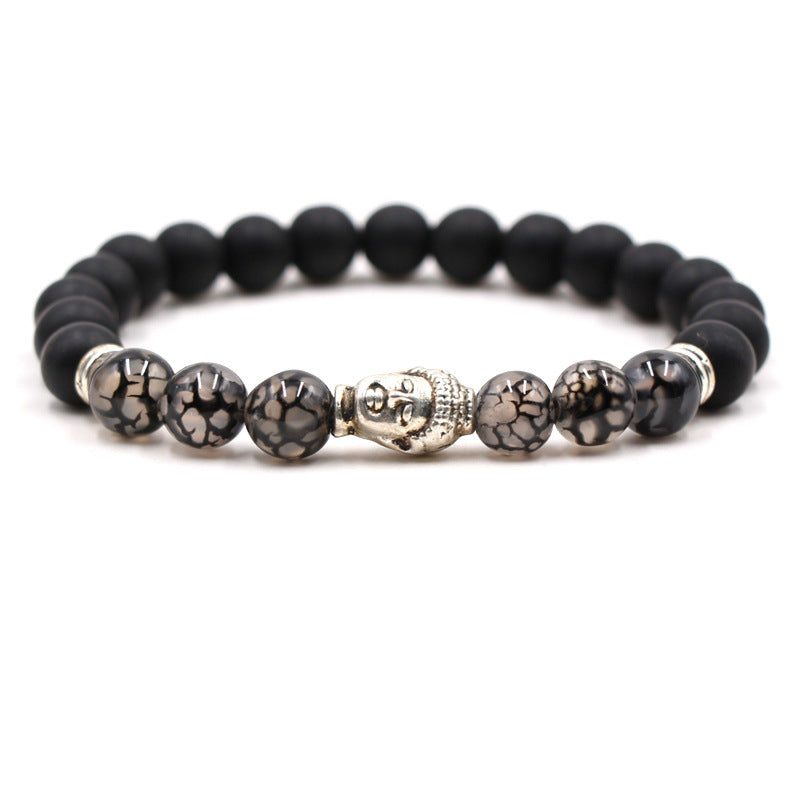 Buddha Head Agate Bead Bracelet - Improve Focus - Buddha & Karma