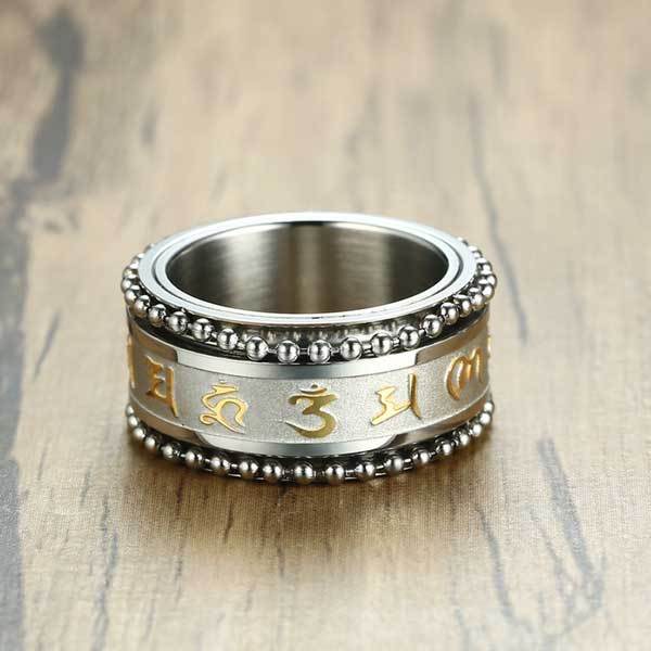 Buddhist Mantra Spinner Anxiety Worry Ring - Calm Your Anxiety - Buddha & Karma