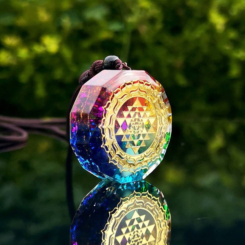 Chakra Orgonite Necklace - Balances Orgone Energy & EMF Protection - Buddha & Karma