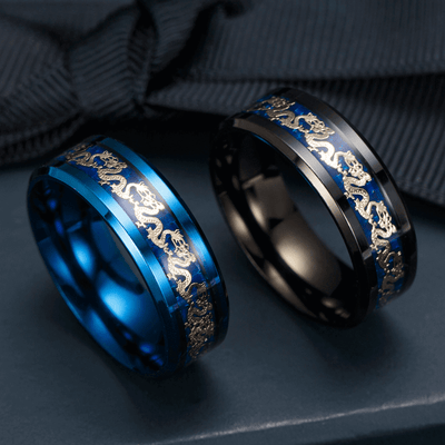 Chinese Dragon Inlay Ring - Attract Luck - Buddha & Karma