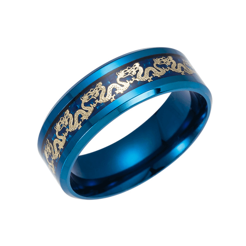 Chinese Dragon Inlay Ring - Attract Luck - Buddha & Karma