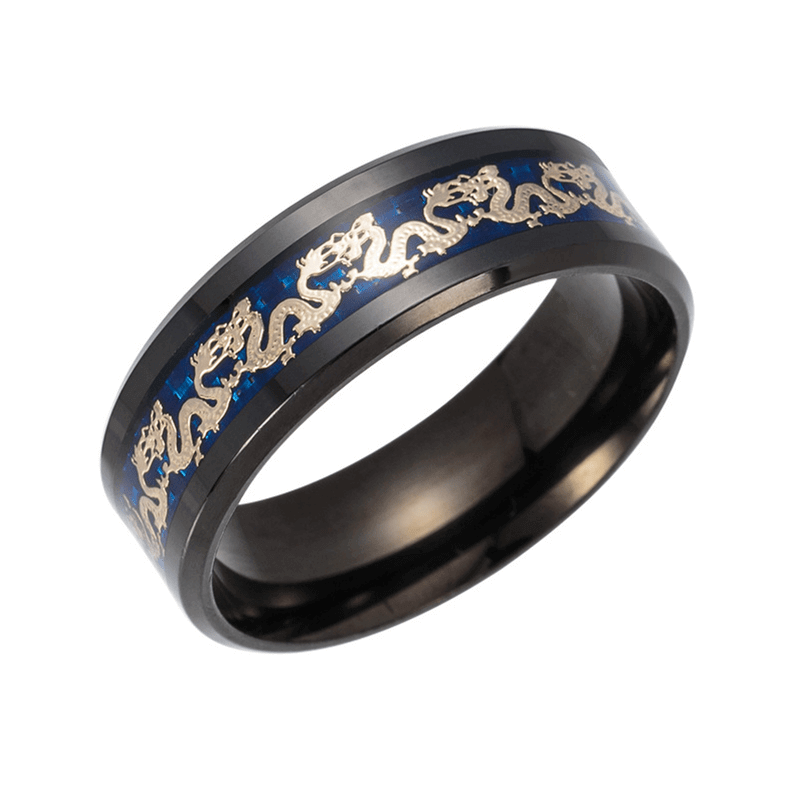 Chinese Dragon Inlay Ring - Attract Luck - Buddha & Karma