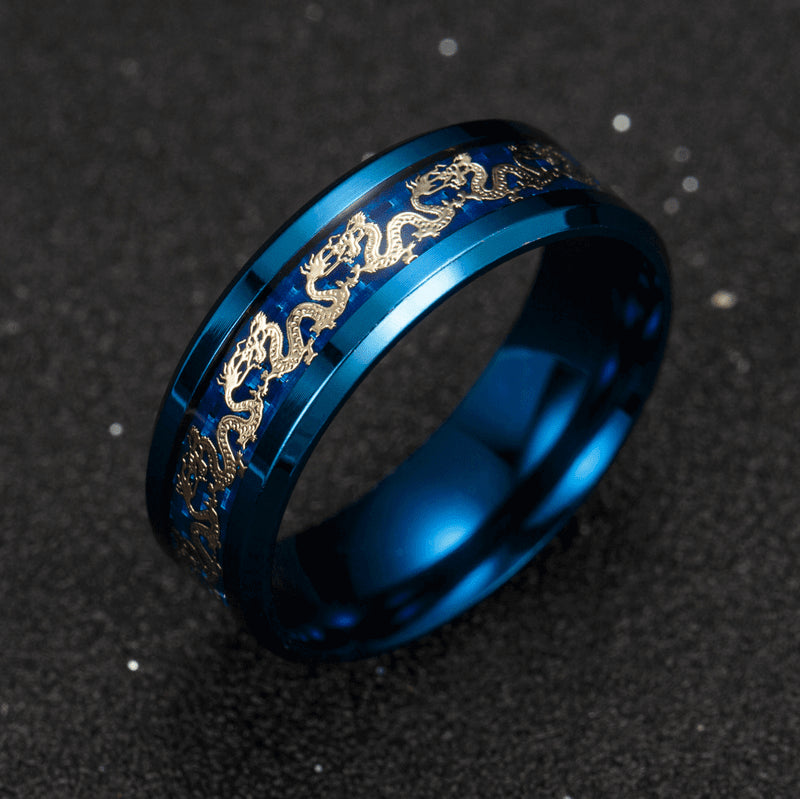 Chinese Dragon Inlay Ring - Attract Luck - Buddha & Karma