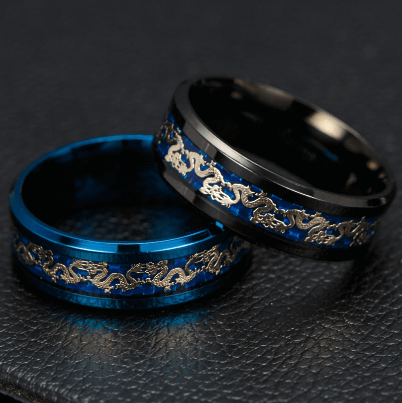 Chinese Dragon Inlay Ring - Attract Luck - Buddha & Karma
