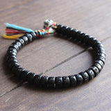 Coconut Shell Beads Bracelet with Engraved Mantra - Buddha & Karma