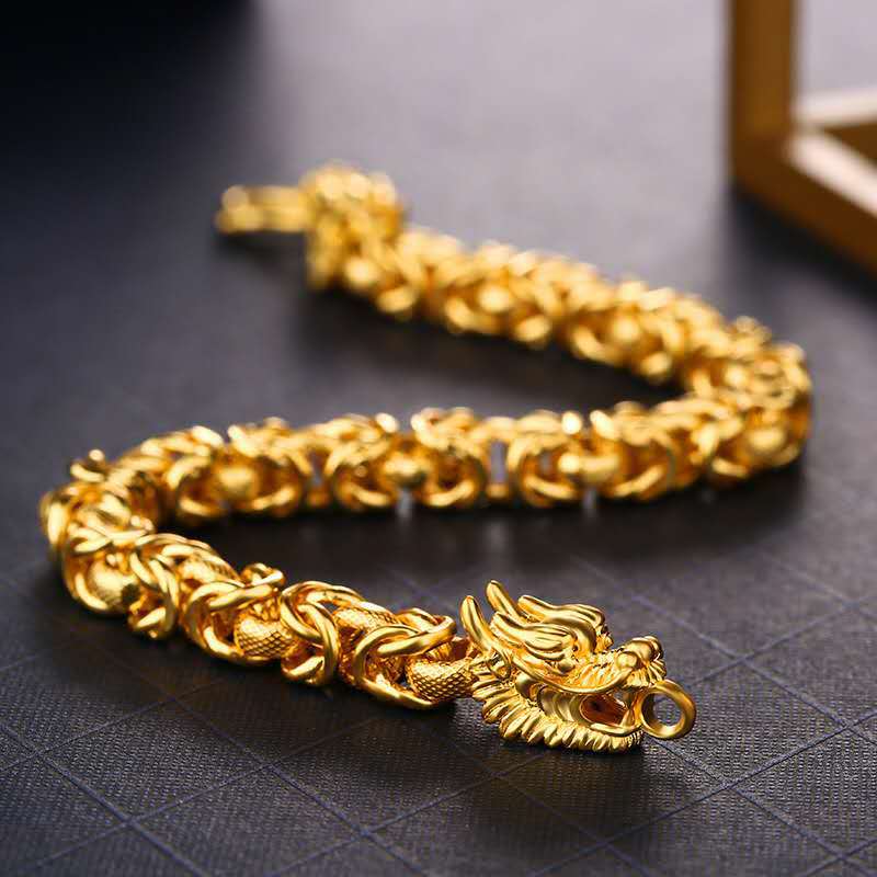 Double-Headed Golden Dragon Bracelet - Success & Fortune - Buddha & Karma