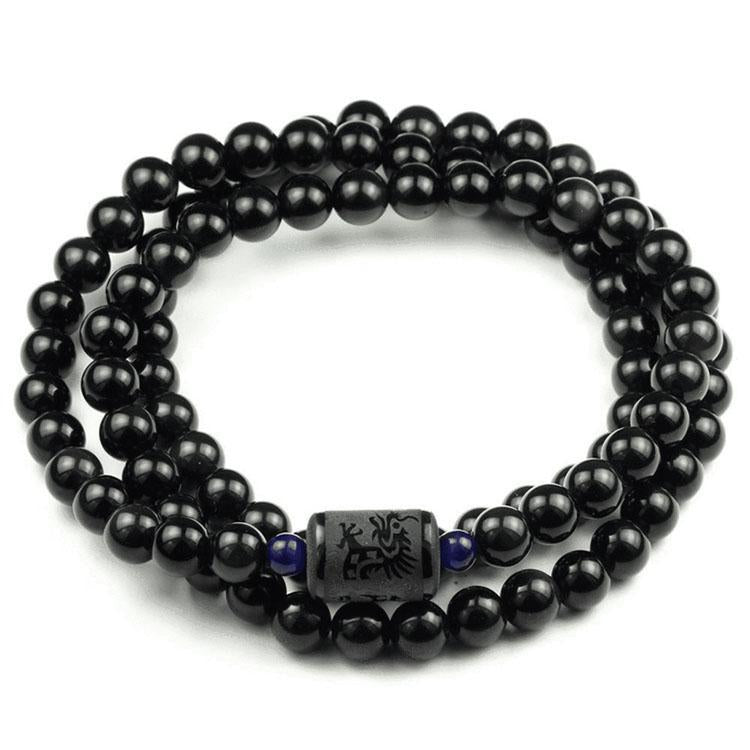 Dragon and Phoenix Obsidian Bracelet Wrap - Inspire Honesty and Eternal Love - Buddha & Karma