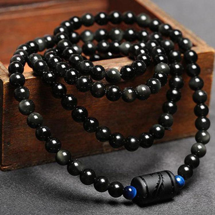 Dragon and Phoenix Obsidian Bracelet Wrap - Inspire Honesty and Eternal Love - Buddha & Karma