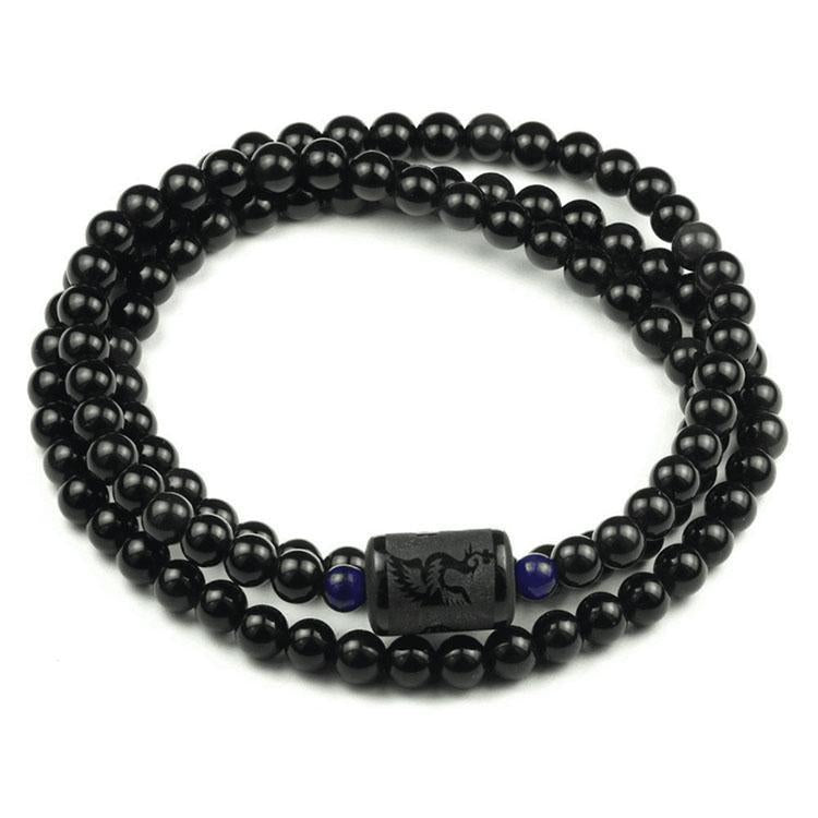 Dragon and Phoenix Obsidian Bracelet Wrap - Inspire Honesty and Eternal Love - Buddha & Karma