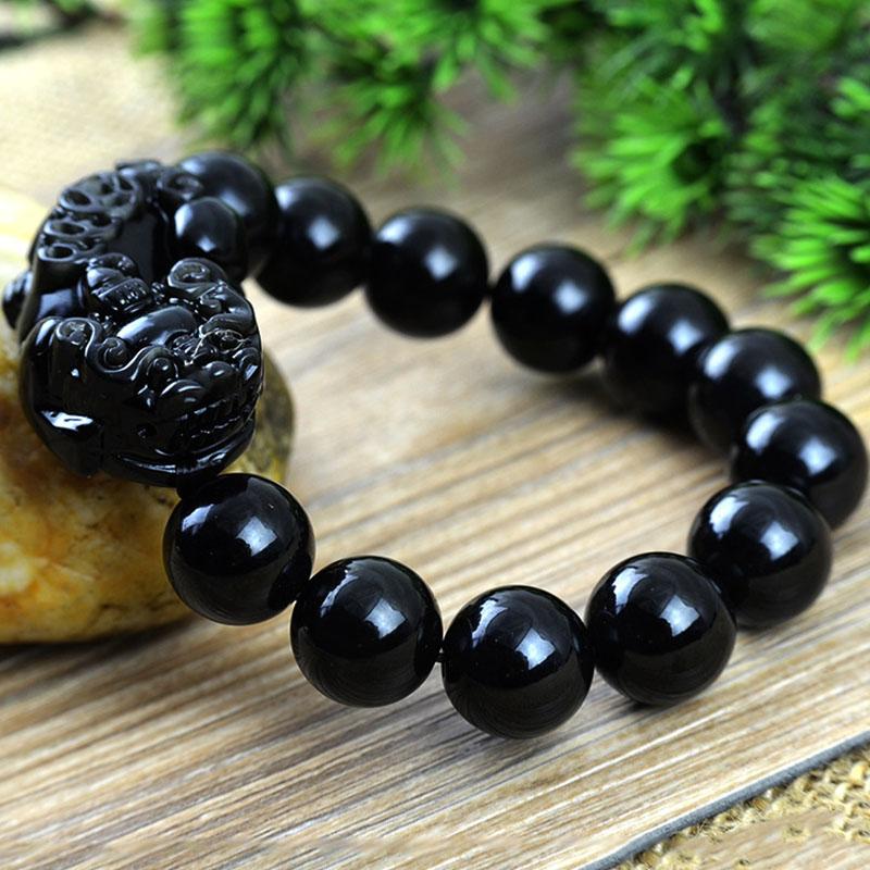 Black Obsidian Pixiu Bracelet - Wealth Protection - Buddha & Karma