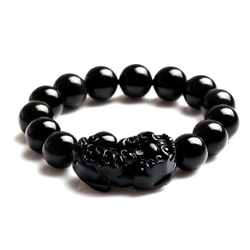 Black Obsidian Pixiu Bracelet - Wealth Protection - Buddha & Karma