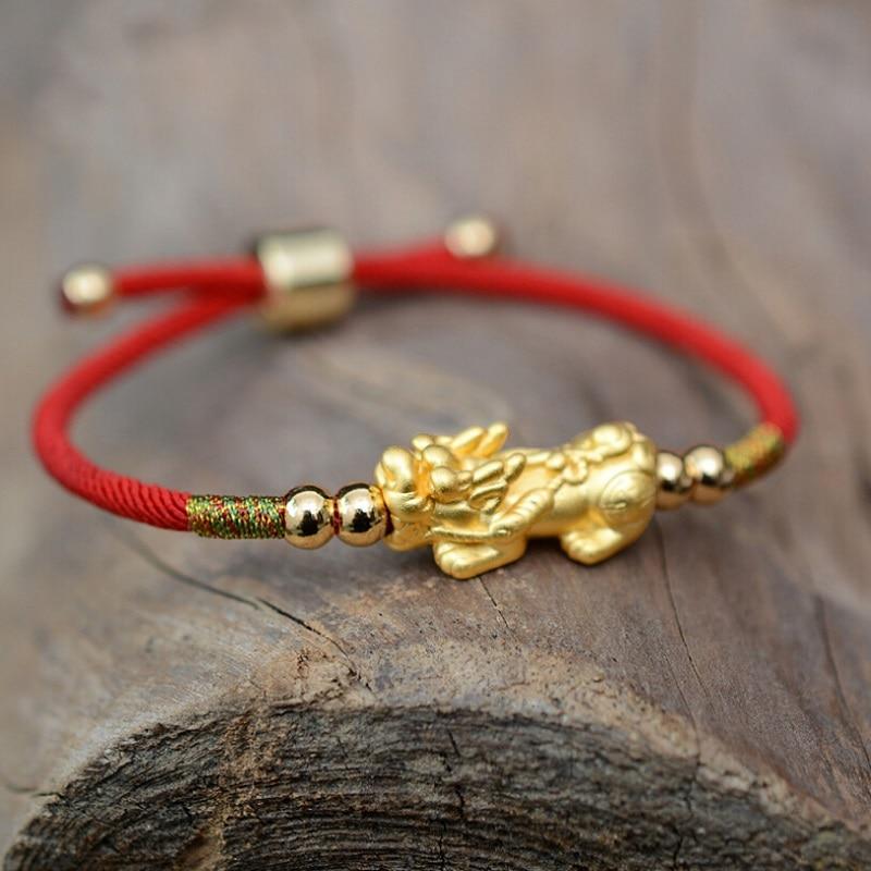 Feng Shui Piyao Wealth Bracelet - Red/Black String - Buddha & Karma