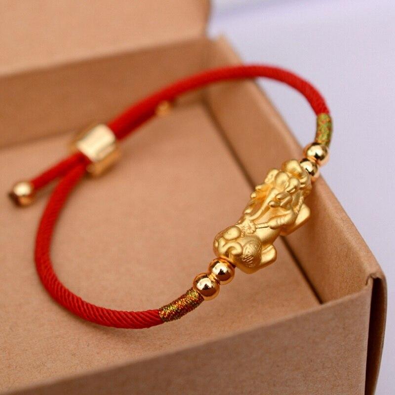 Feng Shui Piyao Wealth Bracelet - Red/Black String - Buddha & Karma