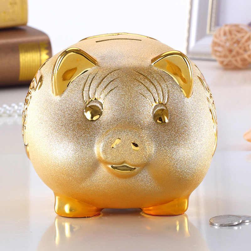 Gold Chinese Piggy Bank - Ceramic - Buddha & Karma