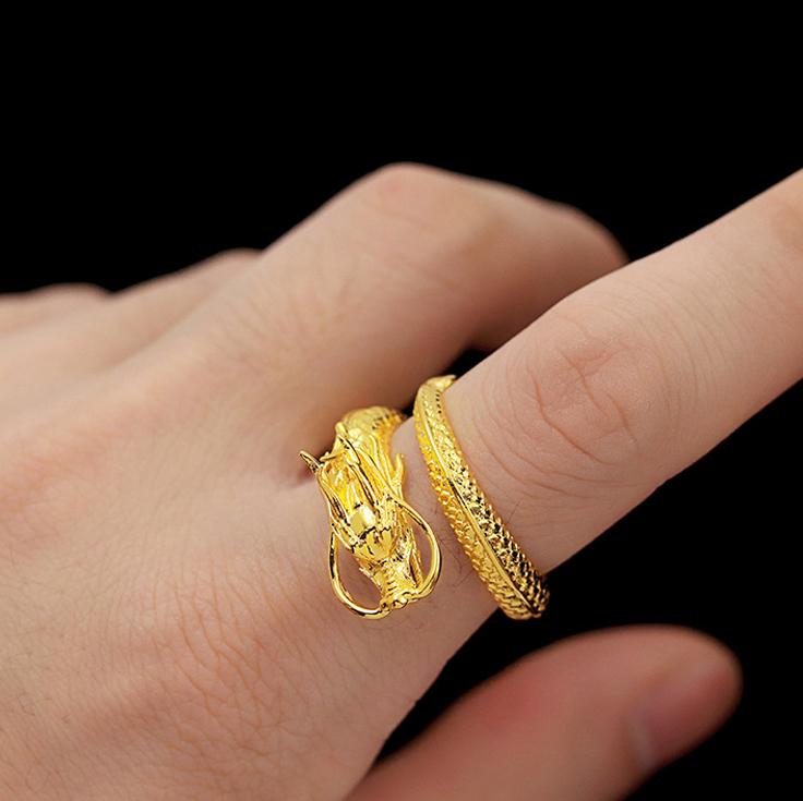 apotheek Mevrouw Winkelier Gold Dragon and Phoenix Ring - Couple Rings | Buddha & Karma