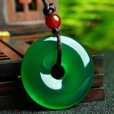 Green Jade Disk Necklace - Attract Positivity & Harmony - Buddha & Karma
